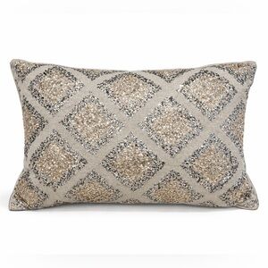 Cloud 9 Design Royce Rectangular Sequin Embroidered Linen Throw Pillow
